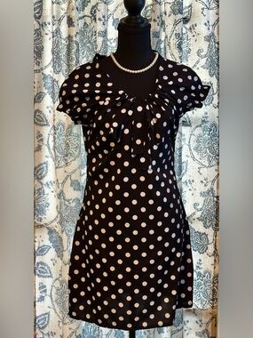 Black Polka Dot Short Sleeve Dress